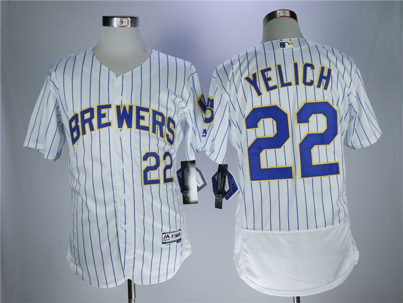 Men Milwaukee Brewers #22 Yelich White Elite MLB Jerseys->san francisco 49ers->NFL Jersey